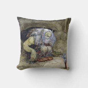 “Boy with Troll” by John Bauer Throw Pillow