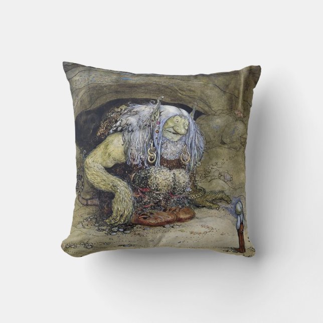 “Boy with Troll” by John Bauer Throw Pillow (Front)