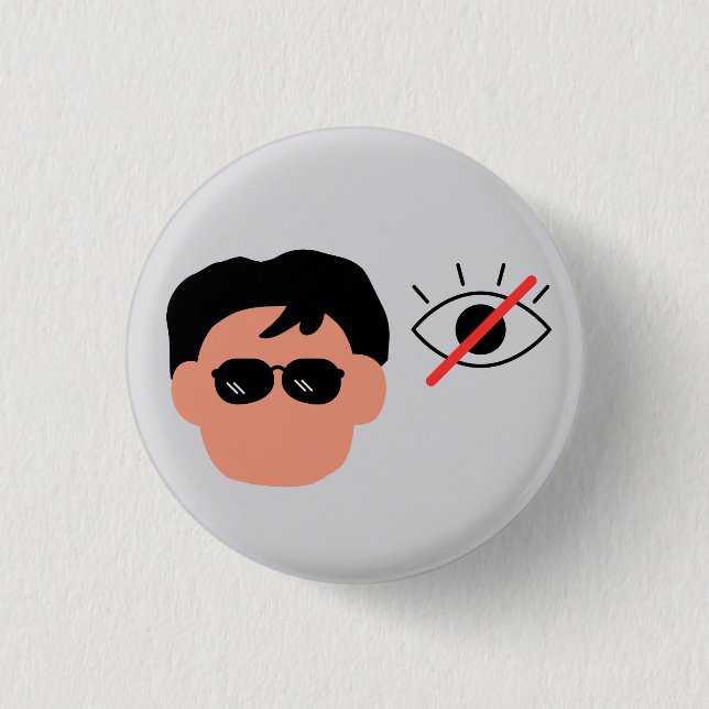 boy with visually impaired 1 inch round button (Front)