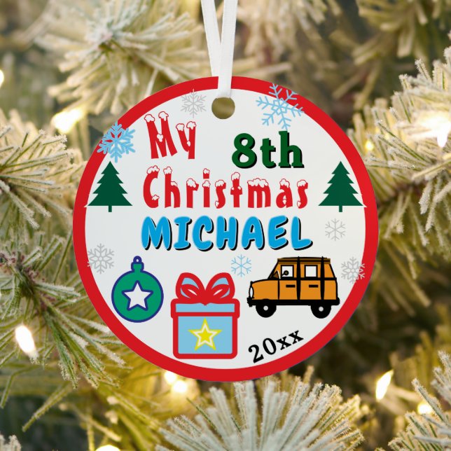 Boy Yearly Christmas Orange  Car Metal Ornament (Insitu)