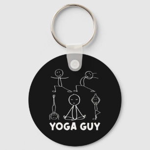 Boy Yoga Guy Exercise Stick Figure  Keychain
