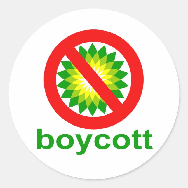 Boycott BP Classic Round Sticker (Front)