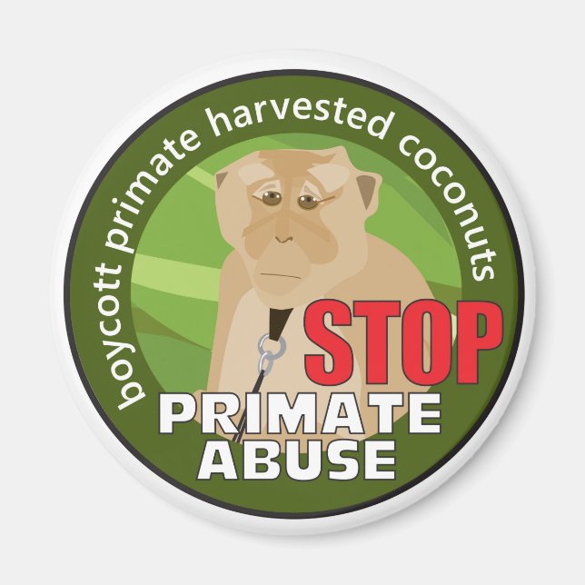 Boycott Primate-Harvested Coconuts Magnet (Front)