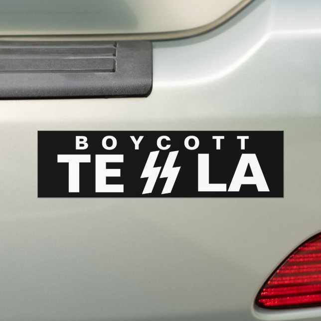 BOYCOTT TESLA BUMPER STICKER (On Car)