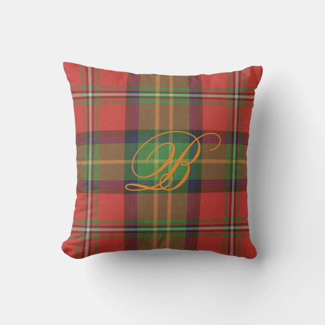 Boyd Tartan Monogram Pillow (Front)