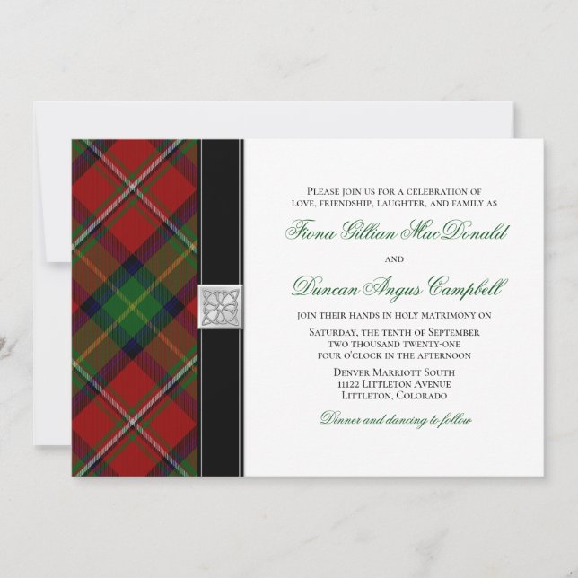 Boyd Tartan Scottish Celtish Faire-part de mariage (Devant)