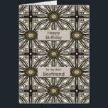 Boyfriend Birthday Abstract Mandala Design<br><div class="desc">A fun way to wish your boyfriend a happy birthday. This card has a very masculine feel and is composed of interlocking geometric figures. The main colour is brown,  with black and white. A lovely card that a man will appreciate.</div>
