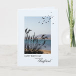 Boyfriend Birthday, Seaside Scene Card<br><div class="desc">A lovely birthday card for a boyfriend. A seaside scene with silhouetted grass and seagulls. A lovely tranquil scene to promote memories of seaside holidays.</div>