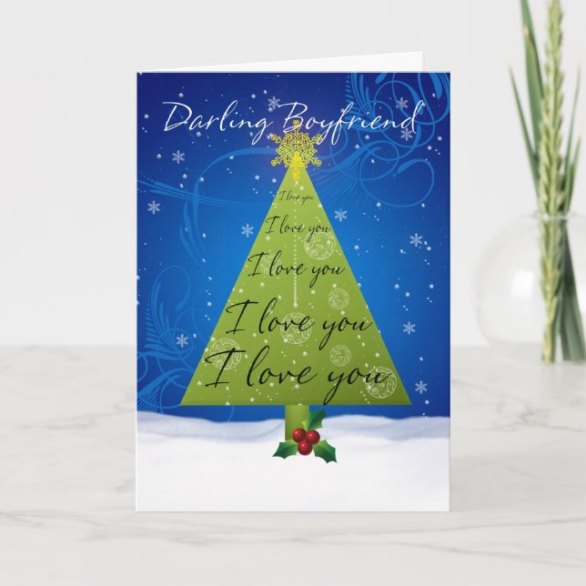 Boyfriend Christmas Card With Holiday Tree (Front)