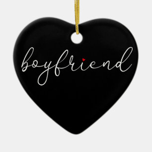 Boyfriend Definition Elegant Script Love Heart Ceramic Ornament