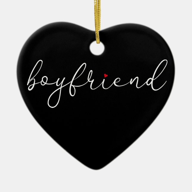 Boyfriend Definition Elegant Script Love Heart Ceramic Ornament (Front)