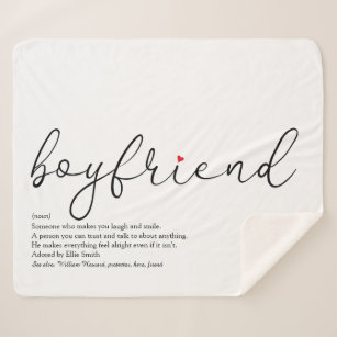 Boyfriend Definition Red Heart Elegant Script Sherpa Blanket