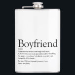 Boyfriend Definition Saying Black and White Hip Flask<br><div class="desc">Personalize for your boyfriend to create a unique valentine,  Christmas or birthday gift. A perfect way to show him how amazing he is every day. Designed by Thisisnotme©</div>