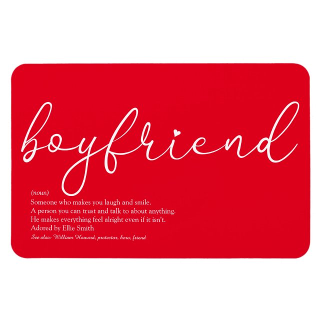 Boyfriend Definition Script Love Heart Red Magnet (Horizontal)