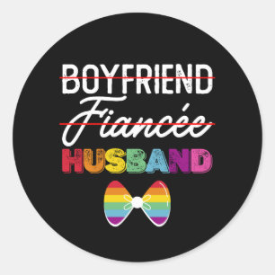 Boyfriend Fiance Husband Gay Marriage Groom LGBTQ Classic Round Sticker