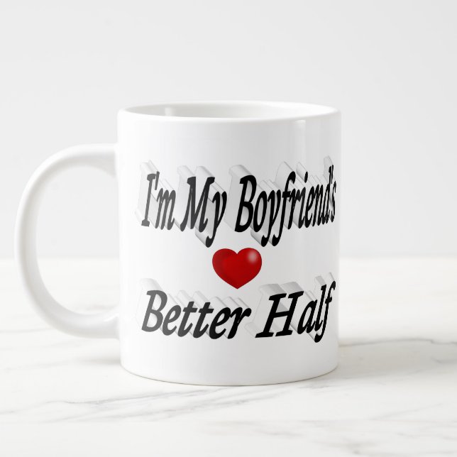 Boyfriend funny quote black text large coffee mug (Left)