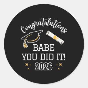 Boyfriend Girlfriend Husnd Wife Graduation Day 202 Classic Round Sticker