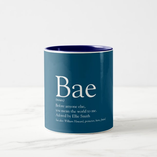 Boyfriend Husband Bae Definition Blue Two-Tone Coffee Mug (Center)
