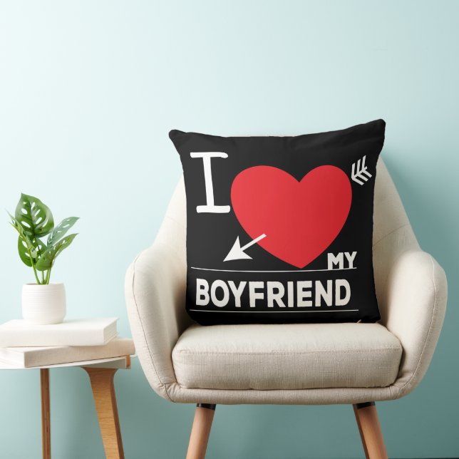 Boyfriend I Love My Boyfriend  Throw Pillow (Chair)