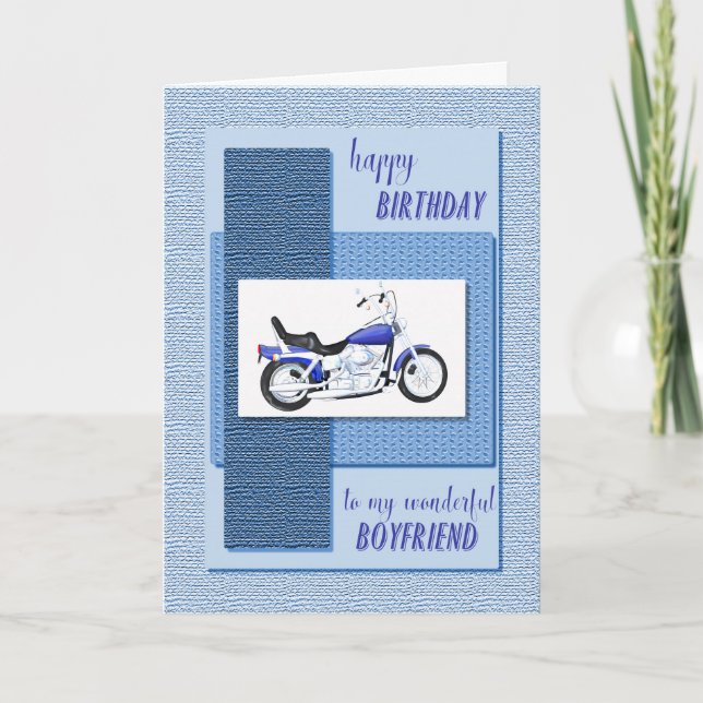 Boyfriend, motor bike birthday card (Front)