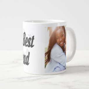 Boyfriend photo black script large coffee mug