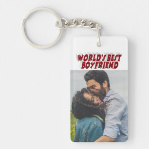 Boyfriend photo burgundy 3d text keychain