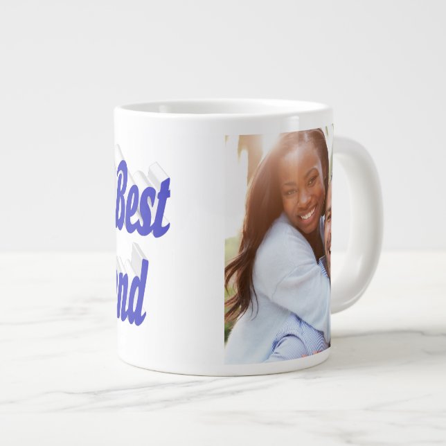 Boyfriend Photo with blue script Large Coffee Mug (Front Right)