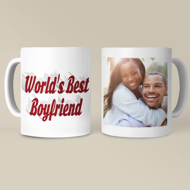 Boyfriend Photo with burgundy script Coffee Mug (Creator Uploaded)