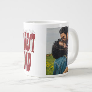 Boyfriend Photo with burgundy typography Large Coffee Mug