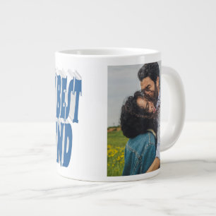 Boyfriend Photo with sea blue typography Large Coffee Mug