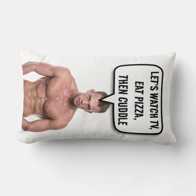 BOYFRIEND PILLOW, CUDDLE & PIZZA  LUMBAR PILLOW (Front)