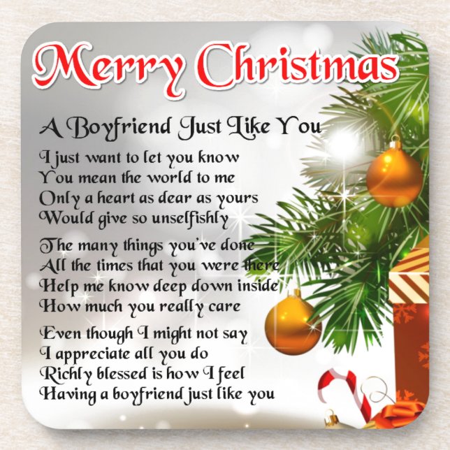 Boyfriend Poem - Christmas Design Coaster (Front)