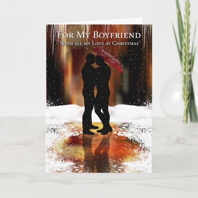 Boyfriend Stylish Holiday Card With Gay Couple (Front)