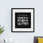 Boyfriend Together Forever Photo Collage<br><div class="desc">Memories make the best gifts, girlfriends and boyfriends will love this thoughtful, modern photo collage print, for valentines day, birthday, anniversary and any other special ocassion. The print features 9 photos, the template text 'BOYFRIEND, FOREVER TOGETHER', over a black background on one side and white on the other, personalized with...</div>