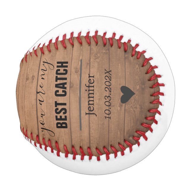 boyfriend valentine gift photo (back) rustic wood baseball (Front Right)