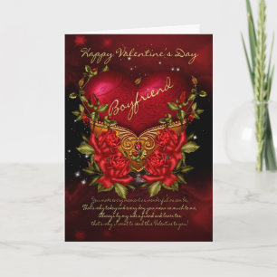 Boyfriend, Valentine's Day Card With Heart And Ros