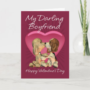 Boyfriend Valentine's Day Card With Two Kissing Pu