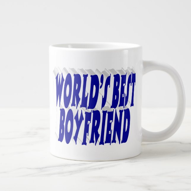 Boyfriend with blue half typography large coffee mug (Right)