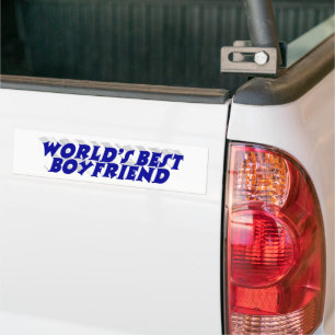 Boyfriend with blue typography bumper sticker