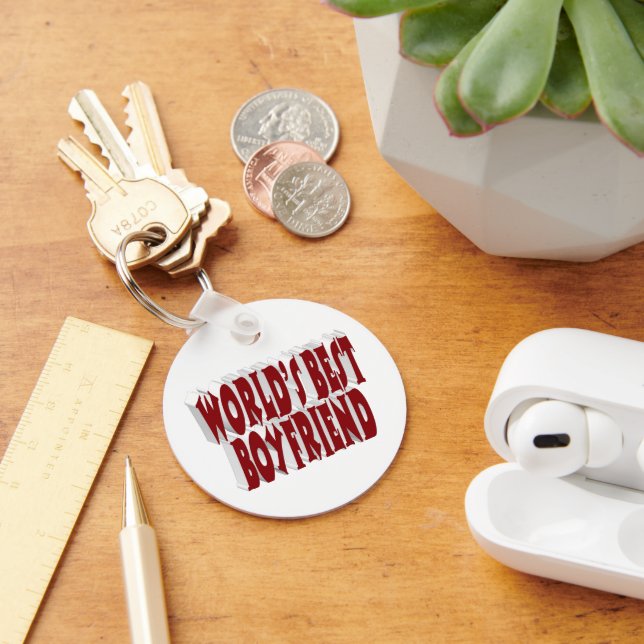 Boyfriend with burgundy typography  keychain (Desk)