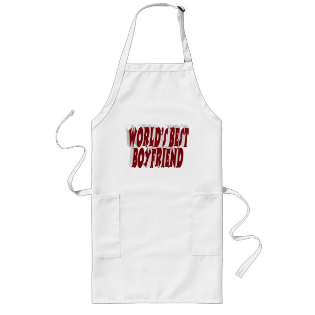 Boyfriend with burgundy typography long apron (Front)