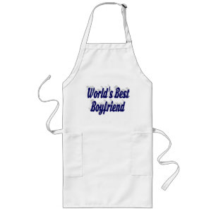 Boyfriend with dark blue script long apron