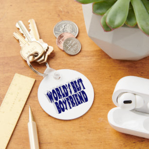 Boyfriend with dark blue typography keychain