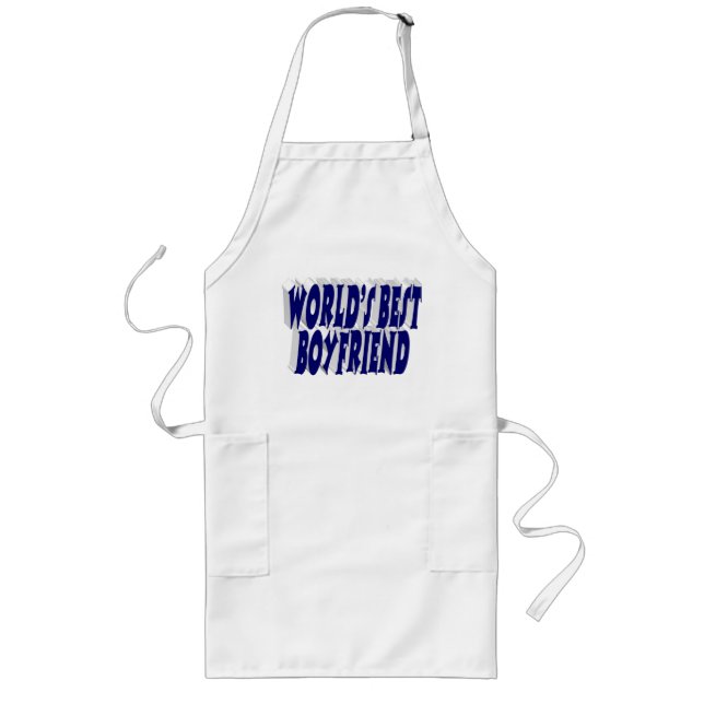 Boyfriend with dark blue typography long apron (Front)