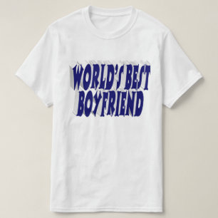 Boyfriend with dark blue typography T-Shirt
