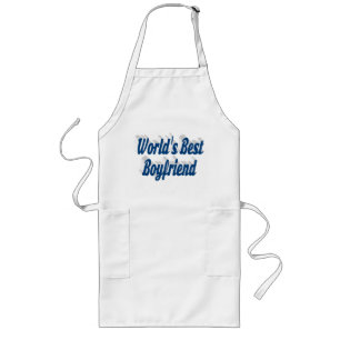 Boyfriend with sea blue script long apron