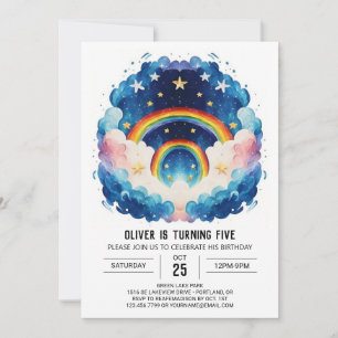  Boyish Modern Clouds Birthday Invitation