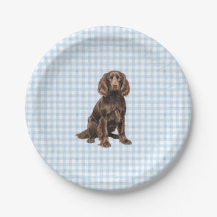 Boykin Party Plate, Dog Party, Blue Gingham Paper Plate