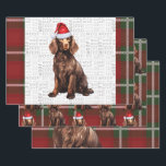 Boykin Spaniel Christmas Dog Deep Red Plaid Wrapping Paper Sheet<br><div class="desc">An adorable Boykin Spaniel dog is ready for the holiday season with his Santa hat. This cute Christmas dog is paired with a red holiday plaid on this set of gift wrap for the dog lover.</div>