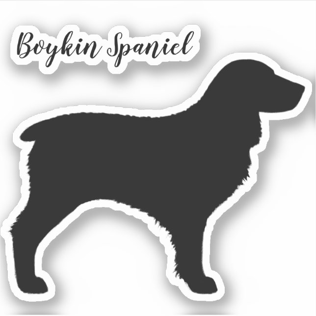 Boykin Spaniel Dog Breed Silhouette Vinyl Sticker (Front)
